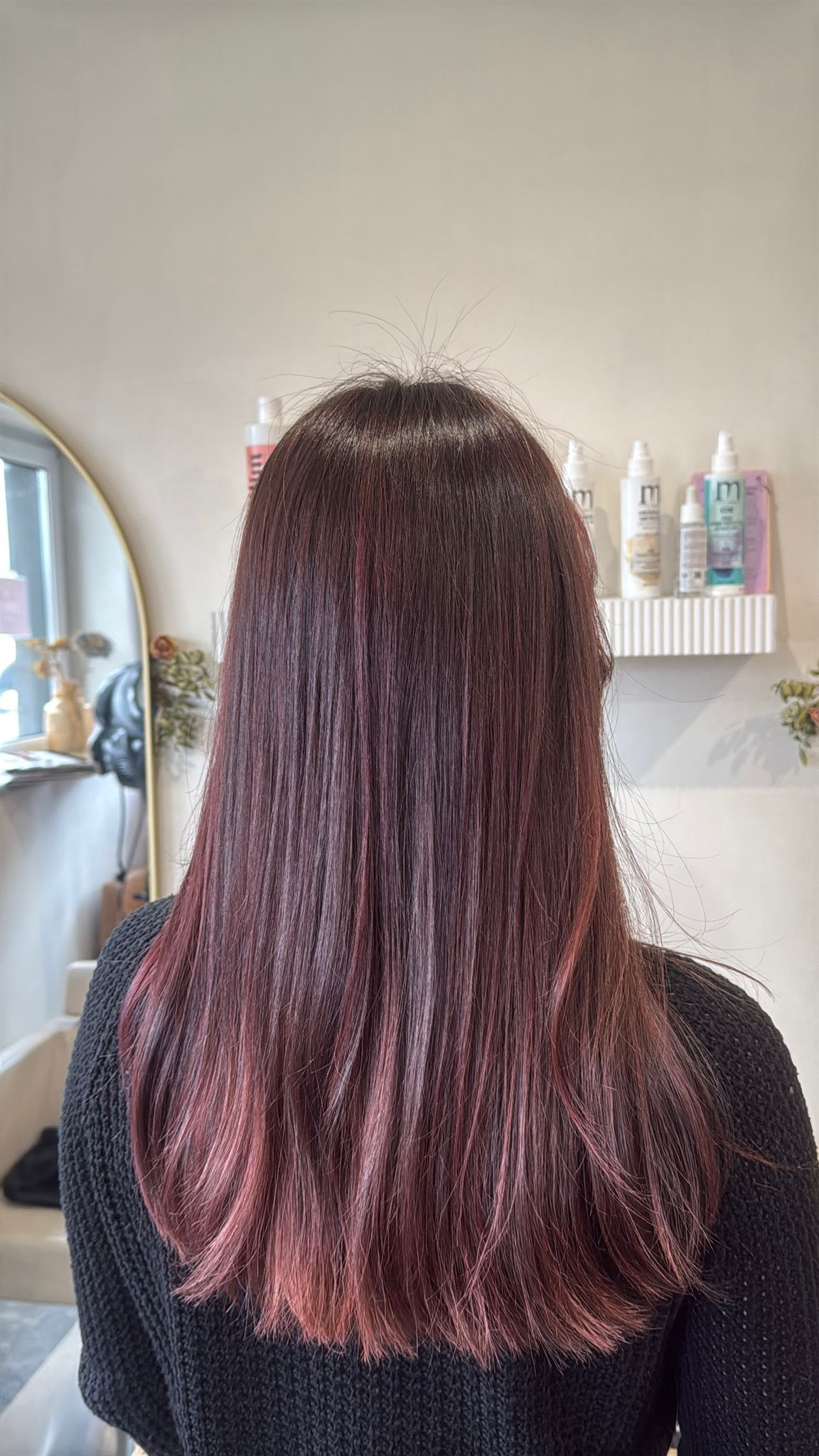 Carré long lisse bordeaux, pointes légèrement dégradées - EL SOLÉ